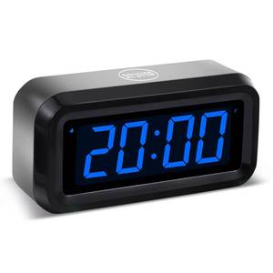 lot 14053 image: Timegyro Digital Alarm Clock Battery Operated with LED Display for Bedrooms, Long Battery Life, 3 Brightness Adjustable, 1224 Hour, Snooze, Black Case with Blue Digits
