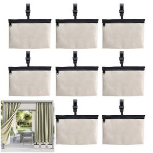 lot 14059 image: 8 Pack Outdoor Curtain Weights with Clip, Heavy Duty Windproof Curtains Sandbags Weight for Gazebo Pergola Garden Yard, Anti-Drop Patio Curtain Bottom Weights Bags for Heavy Wind,Waterproof,Beige