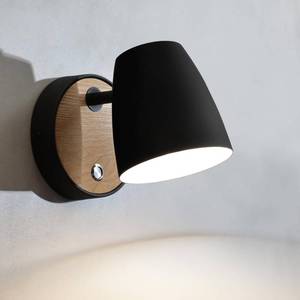 lot 14070 image: Hardwired Wall Sconce with Switch,Modern Black and Wood Wall Lights for Bedroom with 350°Rotation Metal Shade,Indoor E26 Wall Lamp for Living Room,Dining Room,Hallway,Stairway,Wall Decor