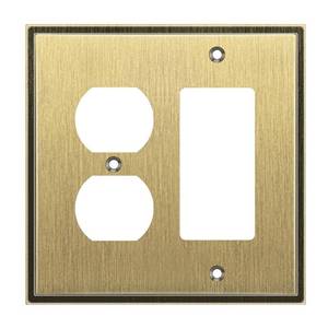 lot 14096 image: Henne Bery Soft Modern Decorative Wall Plate Switch Plate Outlet Cover (DecoratorDuplex, Antique Brass)