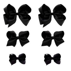 lot 14099 image: Black Bows for Girls,6PCS Hand-made Grosgrain Ribbon Hair Bows Alligator Clips Hair Accessories for Little Teen Toddler Girls Kids (Black)