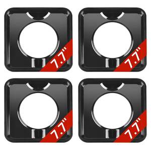 lot 14106 image: 4 Pack Gas Range Drip Pans Square Reusable Black BN24 Burner Covers (7.77.7) Replaces WP786333, AP6011553, PS11744751 Liner Covers by Puxyblue