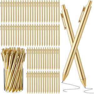 lot 14116 image: Humyoun 100 Pcs Gold Slim Ballpoint Pens Bulk Retractable Black Ink 1 mm Medium Point Smooth Writing Pens Nice Gift for Wedding Favors Guests Business Office Teachers Supplies Men Women Present