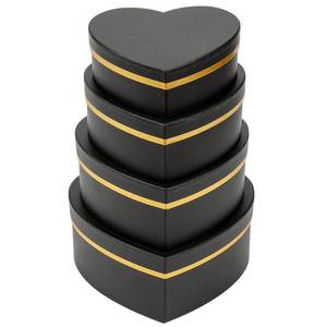 lot 14120 image: Oairse Black Gift Boxes with Lids for Present Heart Shaped Flower Boxes for Arrangements Set of 4 Floral Gift Boxes for Bridesmaid, Proposal, Wedding, Birthday, Baby Showers