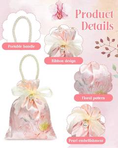 lot 14125 image: LYSXP Satin gift bags with drawstring & Handles,5x7 Inch 10Pcs Elegant Satin Printed Small Bags for Weddings, Small gift bags,Birthdays & Holidays (pink)