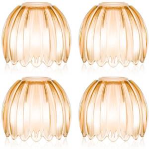 lot 15329 image: Teenyyou 4 Pcs Amber Glass Tulip Lamp Shades Small Flower Art Sconce Shade E26 Base 1.65 Top x 4.45 Dia. x 4.33 H Mini Lampshades Replacement for Table Chandelier Decor Vanity Pendant Light Cover