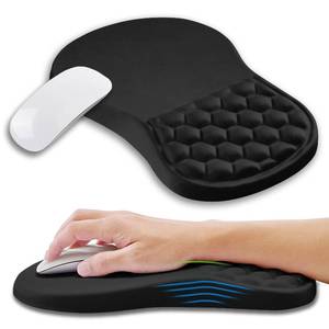 lot 15336 image: Kuosgm Ergonomic Mouse Pad Wrist Support with Memory Foam Massage Bulge, Carpal Tunnel Pain Relief Mousepad Wrist Rest for Mouse(12x8 inch, Black)