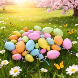 lot 15344 image: 34Pcs Easter Egg Decorations Set, Pastel Colorful Eggs for Easter Tree Hanging Ornaments, Plastic Egg for Spring Summer Home Holiday Party DIY Craft Decor (Pastel)