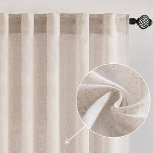 lot 15358 image: MIULEE Natural White Linen Curtains 104 Inch Length 2 Panels for Bedroom Living Room, Soft Thick Linen Textured Window Drapes Semi Sheer Light Filtering Back Tab Rod Pocket Burlap Look Decor