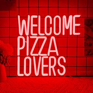 lot 15359 image: Welcome Pizza Lovers Neon Light, Red Dimmable LED Personalized Pizza Lovers Neon Sign, Family Restaurant Entertainment Room Food Theme Party Wall Neon Sign Decor Holiday Gift For Pizza Lovers, Children, Family (12.912.5in)