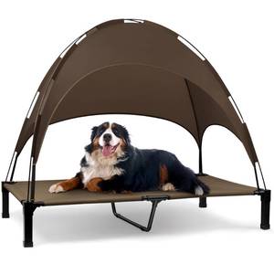 lot 15360 image: Heeyoo Elevated Dog Bed with Canopy, Portable Dog Cot with Removable Shade Tent, Outdoor Raised Pet Cot Cooling Bed for Dogs