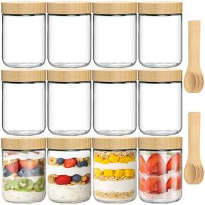 lot 15361 image: TBWIND 12 Pack 16oz Glass Jars with Bamboo Lids, Spoons, Airtight Overnight Oats Containers, Salad& Yogurt Storage, Mason Jars for Snacks, Spices, Meal Prep �� Reusable
