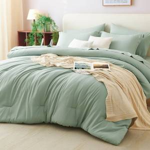 lot 15362 image: CozyLux Queen Comforter Set Sage Green, 7 Pieces Bed in a Bag Queen Comforter Set with Sheets, Luxury Soft Bedding Sets with Down Alternative Comforter, Fitted Sheet, Flat Sheet, Pillowcases & Shams