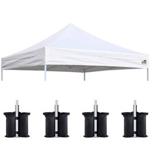 lot 15363 image: Eurmax USA 10x10 Pop Up Canopy Replacement Top,Universal Instant Canopy Cover ONLY,Heavy Duty UPF 50 UV Protection,Water & Wind Resistant Tarp,30 Colors Available,Bonus 4 Sand Bags (White)