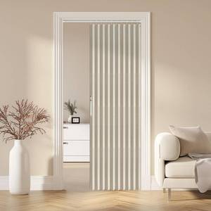 lot 15364 image: AJAZZ 100% Blackout Magnetic Door Curtain Accordion Doors Interior Folding Closet Door Curtain Invisible Applicable Bedroom Room Living Room Doorway (Cream White 42 W x 78 L) 1 Panel