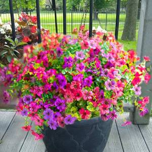lot 15365 image: Yastouay 24 Bundles Artificial Flowers for Outdoors, UV Resistant Artificial Outdoor Flowers No Fade Fake Outdoor Flowers Plants for Garden Porch Window Box Pot Planters Decor (FuchsiaRose Red)