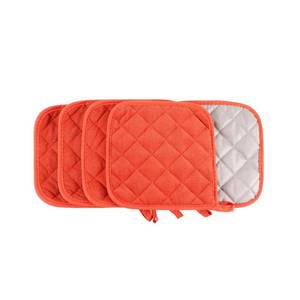 lot 16022 image: 5 Pack Pot Holders for Kitchen Easy-Care Cotton Machine Washable hot Pads for Kitchen for Cooking and Baking Oven Orange
