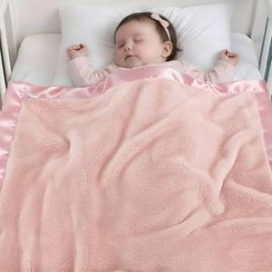 lot 16044 image: Pro Goleem Fleece Baby Blankets for Girls with 2 Inch Satin Trim, Super Soft Plush Receiving Blanket for Infant Toddler Newborn, Cozy 30x40 Inch Crib & Stroller Blanket (Pink)