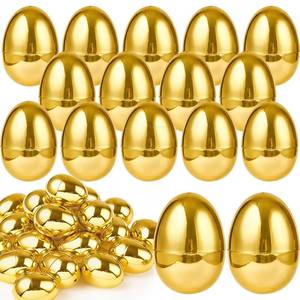 lot 16049 image: TURNMEON 36PCS Plastic Golden Easter Eggs, 2.36 Fillable Empty Gold Easter Eggs Bulk for Easter Basket Stuffers Fillers, Fillling Candy Treats Toys Eggs Hunt Classroom Prize Supplies and Party Favors