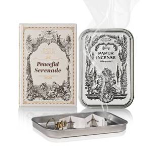 lot 16068 image: Paper Incense - 48pcs with Vintage Tin Case, Burning Papers Infused with Natural Essential Oils, Quick Usage & Long-Lasting Fragrance, Eliminating Bathroom, Kitchen, Pet Odors - Peaceful Serenade