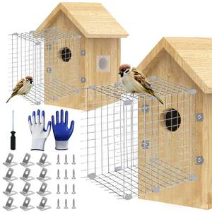 lot 18253 image: ZUUDYSEN Bluebird House Predator Guards 2 Pack Metal Wire Entrance Hole Protector Bird House Hole Protector Bird House Wire Entrance Guard for Blue Bird Nesting & Babies Safe (Square)