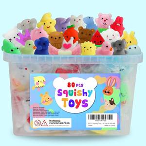 lot 18266 image: 80Pcs Party Favors for Kids 4-8, Kawaii Squishies Mochi Squishy Toy Bulk Fidget Sensory Toys Birthday Gifts for Boys Girls, Easter Basket Stuffers Egg Fillers Treasure Box Classroom Prizes Goodie Bag