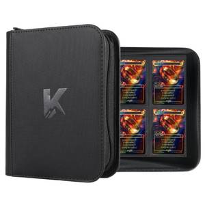 lot 18281 image: KUOOKING 336 Card Binder, 4-Pocket Zipper Binder for Trading Cards, Side Loading Water-Resistant Album for MTG, TCG & Sports Cards (Black)
