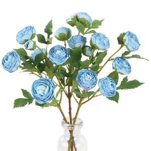lot 18373 image: Blue Ranunculus Artificial Flowers 3PCS 18 Heads Faux Silk Peonies with Stems Real Look Faux Ranunculus for Centerpieces Arrangements Wedding Party Home Decoration(Blue)