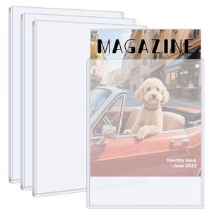 lot 18374 image: VOKOY 4 Pack Hard Plastic Magazine Protectors, Clear Magazine Display Sleeves Premium PVC 5mm Thick Plastic Protection Regular Magazines Storage for Collector Small Business, 9 x 11.5 Inch