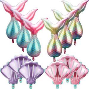 lot 18375 image: Skylety 12 Pcs Mermaid Tail Balloons Shells Birthday Party Decorations Mermaid Foil Seashell Under The Sea Balloon Garland Kit for Girls Summer Ocean Party Beach Decor Baby Shower Wedding Supplies