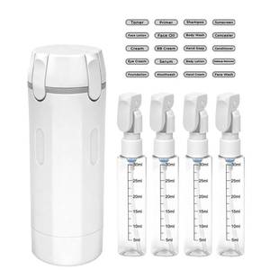 lot 18387 image: 4 in 1 Travel Dispenser, 4 Pack 30ML Travel Bottles for Toiletries, Leak Proof Travel Size Containers, Portable for Shampoo Lotion Conditioner Cream (White)