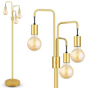 lot 19115 image: BoostArea Industrial Floor Lamp for Living Room,Gold Modern Standing Lamp Stand Up Lamp with 3 Light, Bulbs Not Included,Simple Design Floor Lamp for Bedroom, Living Room, Office, Kids Room, Reading