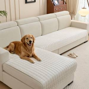 lot 19116 image: KaviKon Couch Cover Pack of 2, L Shaped Sectional Sofa Covers Washable, Velvet Fuzzy Sofa Slipcovers for 3 Cushion Couch cover, Non-Slip Furniture Protector for Dog Pet White, 36x6336x71 Inch (2 Pcs)