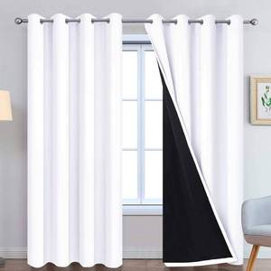lot 19117 image: Yakamok Pure White 100% Blackout Curtains, 2 Thick Layers Completely Blackout Curtains Thermal Insulated Noise Reducing Drapes for Bedroom(52Wx96L, Pure White, 2 Panels)
