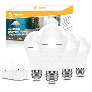 lot 19119 image: Neporal A19 Rechargeable Light Bulbs Emergency Light Bulb for Power Outages, Led Bulb 60 Watt Equiv., Self-Charging Light Bulb 1200mAh Battery Backup Light Bulbs for Daily, Emergency Use (Daylight)