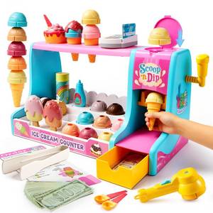 lot 19120 image: lalalark Ice Cream Maker Toy for Kids, Play Ice Cream Set and Ice Cream Scoop Toy, Pretend Ice Cream Shop, Color Changing Play Food for Kitchen, Birthday Gift for Girl Boy Toddler 3 4 5 Year Old