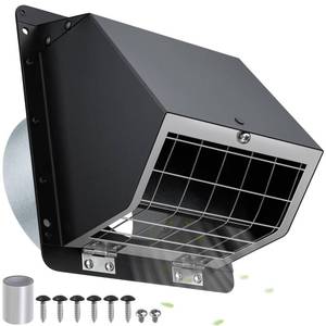 lot 19131 image: 4 Dryer Vent Cover Outdoor,Dryer Vent Cover for Exterior Wall Vent Hood Outlet Air Vent,Dryer Vent Cover Outside,Exterior Dryer Exhaust Vent Cover Cap for House AC,Through Wall Dryer Vent Kit,Black