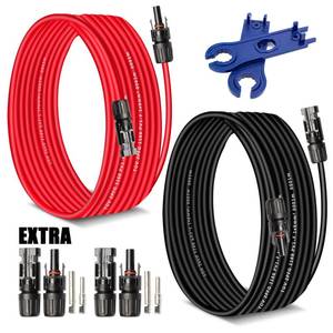 lot 19141 image: AAKL Solar Extension Cable 30 Ft 10AWG (6mm�) Solar Power Cable Wire Male Female Connectors Gauge 30 30A Wire for Roof PV Wire Solar Panel Cables 10 Gauge Wire