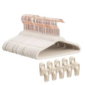 lot 19145 image: Tonswachic 50-Pack 11 Inch Baby Closet Hangers with 10 Clips - Soft Velvet Non-Slip Hangers for Infant & Toddler Clothes (Beige)