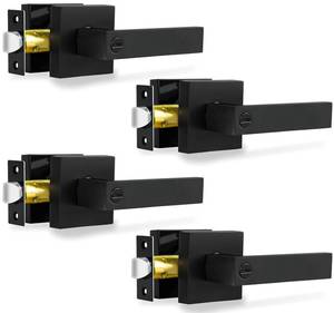 lot 19159 image: RAZCC Privacy Door Levers, 4 Pack Matte Black Door Handles Heavy Duty Bed and Bath Door Locks Interior Keyless Locksets, Reversible for Left Right Handed Doors