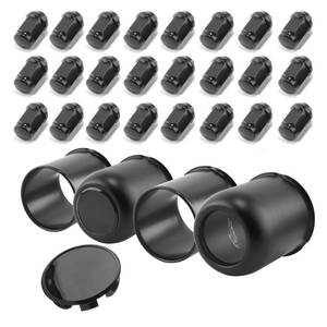 lot 19162 image: HowioZil 4Pcs 3.19in Wheel Center Caps Push Through with 24 Lug Nuts Sets - Stainless Steel Trailer Top RemovableOpen Ended Hub Cap and 12-20 Lug Nuts for Truck SUV RV Wheel Rim, (3.62����H&3.52����H)