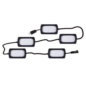 lot 19165 image: Owleye 50FT Led Work Light 85W 8000LM Waterproof Construction String Lights Linkable Temporary Work Lighting Outdoor Indoor Worklight (5 Light Heads)