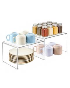 lot 19169 image: Sahasea Acrylic Cabinet Organizer, Set of 2 Clear Shelf Organizer for Kitchen Pantry Organizers and Storage, Display Cabinet Shelf Room Decor Countertop Desk Shelves, Spice Organization for Cabinet