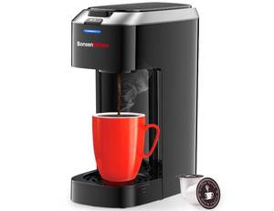 lot 19170 image: Bonsenkitchen Single Serve Coffee Maker K Cup Pod with 6-14oz Brew Size- 3 Min Fast Brewing Machine with Strength Control, BPA-free Materials, Fits 6.6 Travel Mugs, Silver, Upgrade