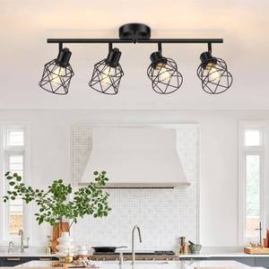 lot 19173 image: Baocuz 4-Lights Semi Flush Mount Ceiling Light, Adjustable Multi-Directional Light Fixtures, Rotatable Farmhouse Light Fixtures Mount with Metal Cage for Dining Room, Living Room