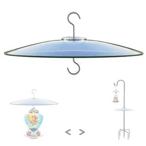 lot 19175 image: 13 Glass Rain Cover for Bird Feeder Outdoors - Baffle on Shepherd PolePost or S Hook Hanging - Large Weather Guard Protective Dome - Clear (Dia. 33CM)
