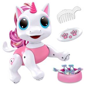lot 19190 image: Power Your Fun Robo Pets Unicorn Toy for Girls and Boys - Remote Control Robot Toys with Interactive Hand Motion Gestures, STEM Programmable Treats, Walking, Dancing Robot Unicorn Kids Toy (Pink)