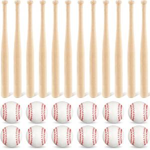 lot 19194 image: Libima 36 Pcs Baseball Party Favors Mini Baseball Bats and 2 Foam Baseballs Set, 8 Inch Unfinished Wood Small Bats for Painting DIY Sports Theme Birthday Party Supplies Classroom Event Decorations