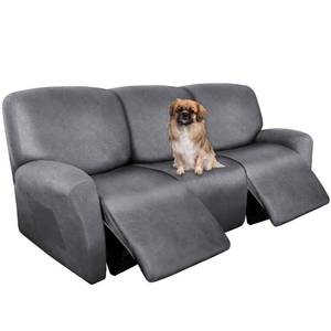 lot 19197 image: ANARACHON Recliner Couch Cover Leather Look Recliner Sofa Covers for 3 Cushion Reclining Sofa Slipcovers 8-Pieces Furniture Protector Spandex Fabric Washable (3 Seater, 01 Light Grey)