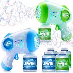 lot 19204 image: JOYIN 2 Kids Bubble Guns with 4 Bottles Solution, Automatic Bubble Machine Gun with 8 Holes for Kids, Adults, Summer Toys, Easter Basket Stuffers, Birthday Gift, Party Favors